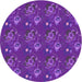 Square Machine Washable Transitional Jasmine Purple Rug in a Living Room, wshpat1300pur