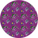 Sideview of Patterned Violet Red Pink Novelty Rug, pat1300