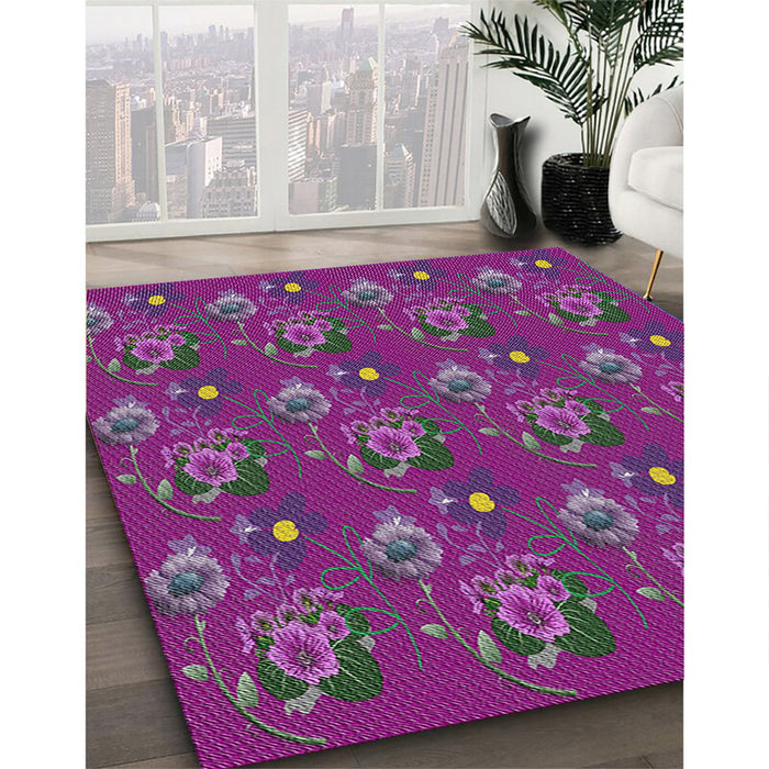 Patterned Violet Red Pink Novelty Rug in Family Room, pat1300