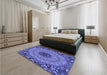 Patterned Light Slate Blue Rug in a Bedroom, pat1301blu