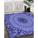 Patterned Light Slate Blue Rug in Family Room, pat1301blu