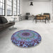 Round Patterned Purple Rug in a Office, pat1301lblu