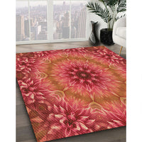 Patterned Bright Orange Rug, pat1301org