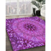 Machine Washable Transitional Bright Neon Pink Purple Rug in a Family Room, wshpat1301pur