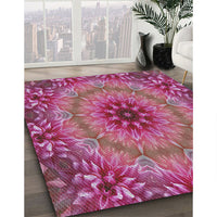 Patterned Dark Hot Pink Novelty Rug, pat1301