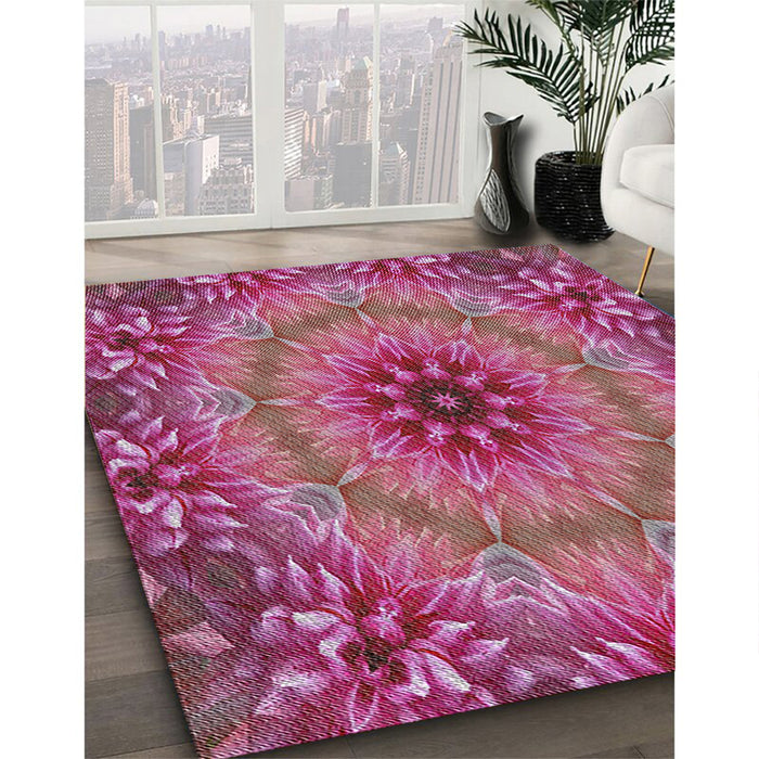 Machine Washable Transitional Dark Hot Pink Rug in a Family Room, wshpat1301