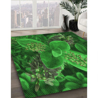 Patterned Deep Emerald Green Rug, pat1302grn