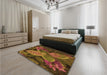 Patterned Dark Bisque Brown Rug in a Bedroom, pat1302org