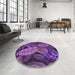 Round Patterned Purple Rug in a Office, pat1302pur