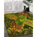 Machine Washable Transitional Dark Yellow Green Rug in a Family Room, wshpat1302yw