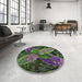 Round Patterned Hazel Green Novelty Rug in a Office, pat1302