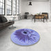 Round Patterned Slate Blue Rug in a Office, pat1303blu