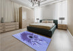 Patterned Slate Blue Rug in a Bedroom, pat1303blu