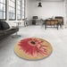 Round Patterned Red Rug in a Office, pat1303brn