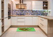 Patterned Neon Green Rug in a Kitchen, pat1303grn