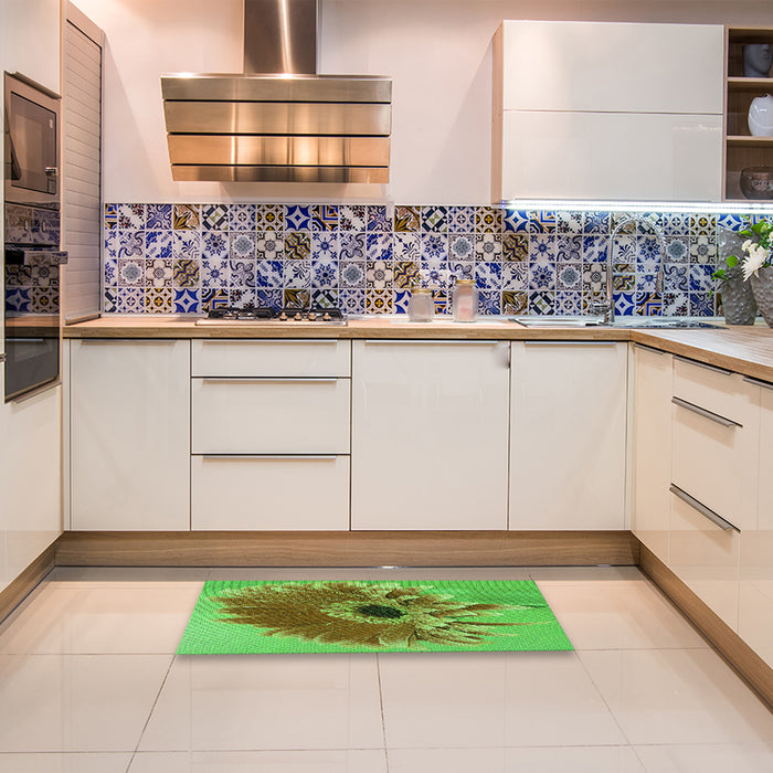 Patterned Neon Green Rug in a Kitchen, pat1303grn