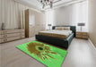 Round Machine Washable Transitional Neon Green Rug in a Office, wshpat1303grn