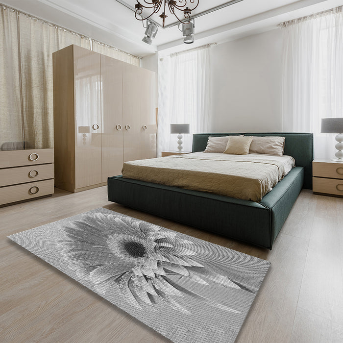 Patterned Cloud Gray Rug in a Bedroom, pat1303gry