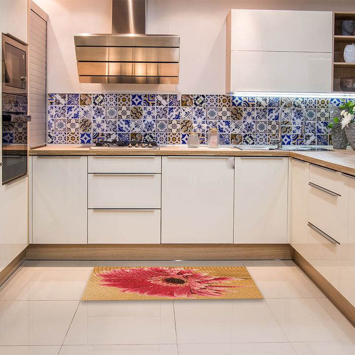 Patterned Orange Rug in a Kitchen, pat1303org