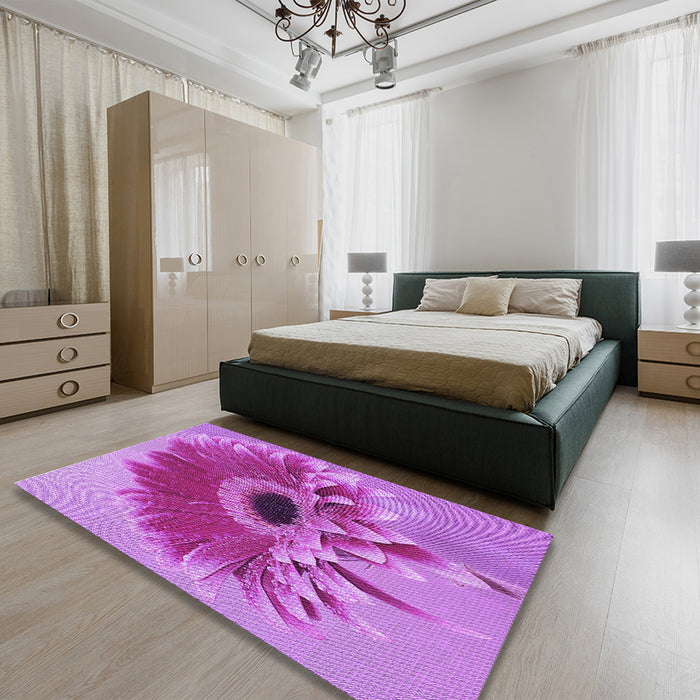 Patterned Violet Purple Rug in a Bedroom, pat1303pur