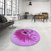 Round Patterned Violet Purple Rug in a Office, pat1303pur