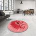 Round Patterned Red Rug in a Office, pat1303rd