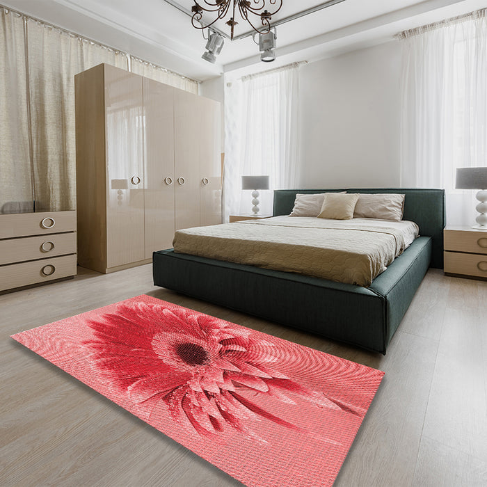 Patterned Red Rug in a Bedroom, pat1303rd