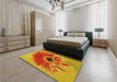 Patterned Scarlet Red Rug in a Bedroom, pat1303yw