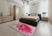 Patterned Silver Pink Modern Rug in a Bedroom, pat1303