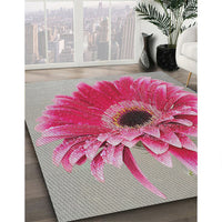 Patterned Silver Pink Modern Rug, pat1303