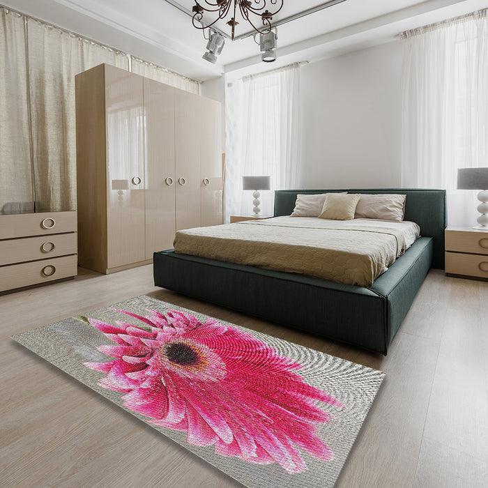Machine Washable Transitional Silver Pink Rug in a Bedroom, wshpat1303