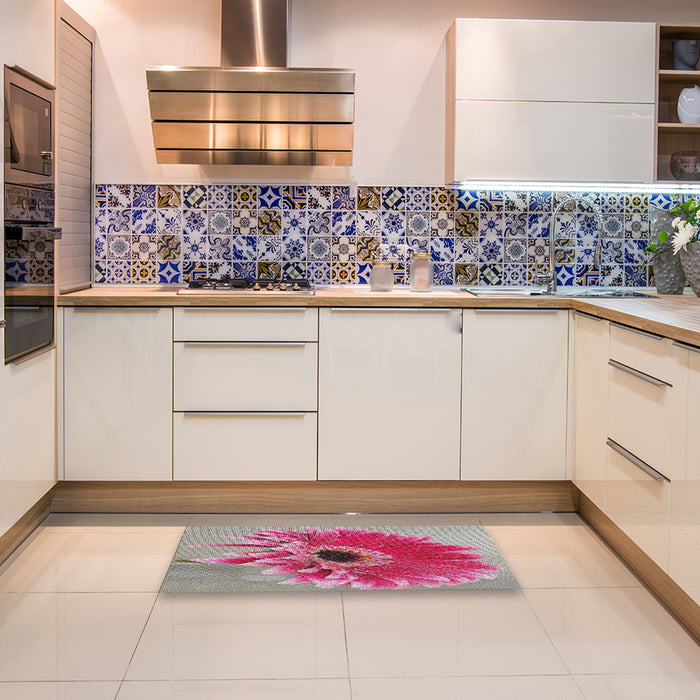 Patterned Silver Pink Modern Rug in a Kitchen, pat1303