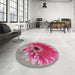 Round Patterned Silver Pink Modern Rug in a Office, pat1303