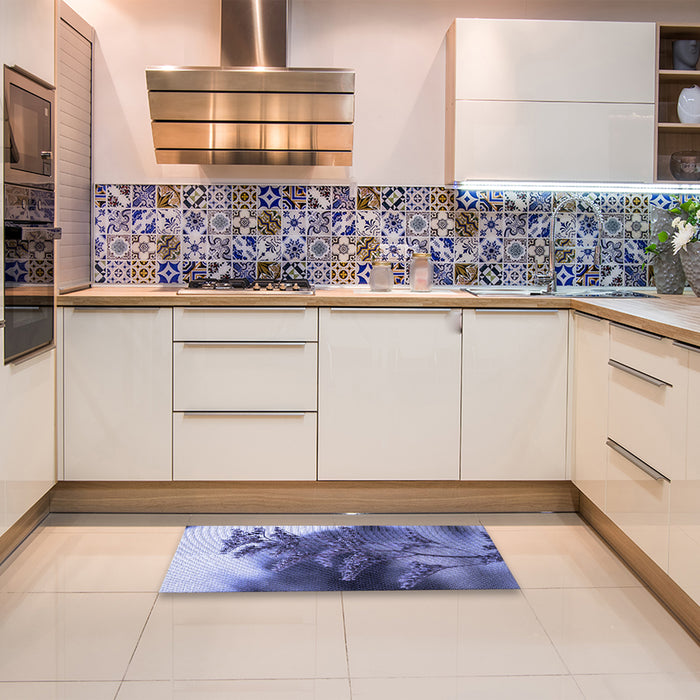 Patterned Deep Periwinkle Purple Rug in a Kitchen, pat1304blu