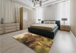 Patterned Dark Bronze Brown Rug in a Bedroom, pat1304brn