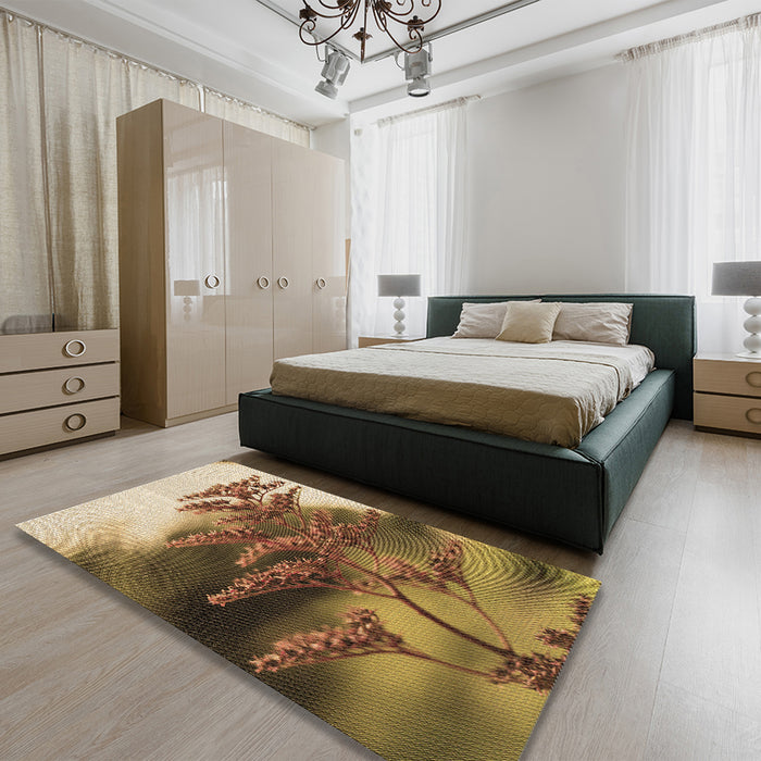 Patterned Dark Bronze Brown Rug in a Bedroom, pat1304brn