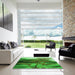 Square Patterned Green Rug in a Living Room, pat1304grn