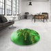 Round Patterned Green Rug in a Office, pat1304grn