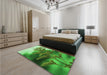 Patterned Green Rug in a Bedroom, pat1304grn