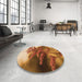 Round Patterned Orange Rug in a Office, pat1304org