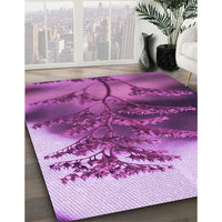 Patterned Dark Magenta Purple Rug, pat1304pur