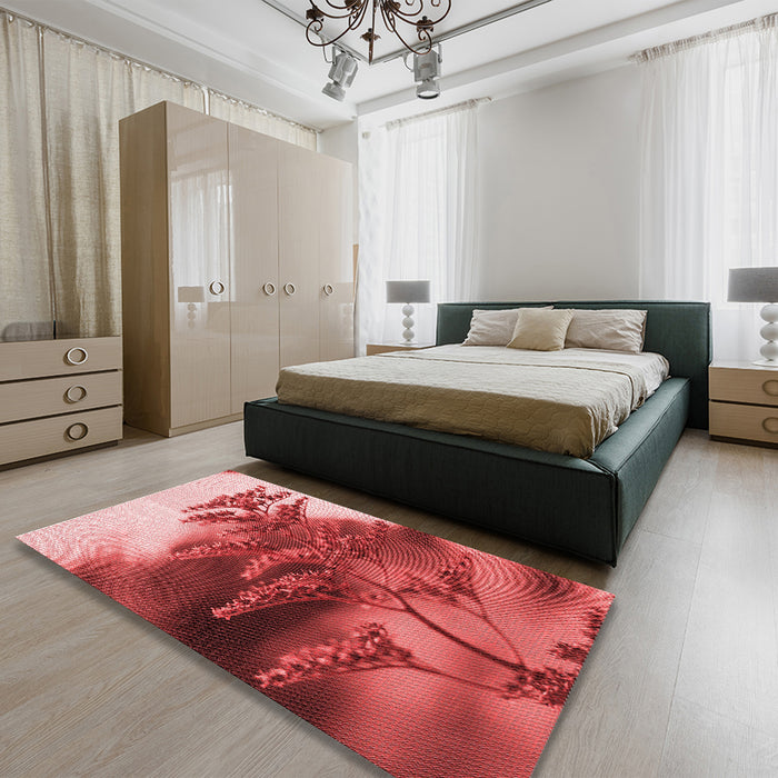 Patterned Pastel Red Pink Rug in a Bedroom, pat1304rd