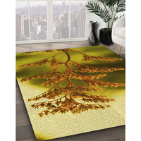 Patterned Dark Bronze Brown Rug, pat1304yw