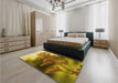 Patterned Dark Bronze Brown Rug in a Bedroom, pat1304yw