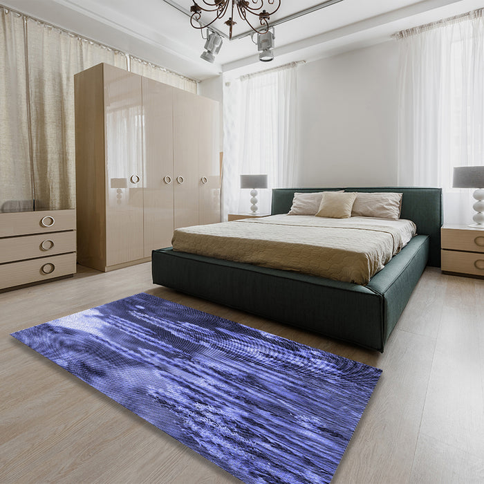 Patterned Sky Blue Rug in a Bedroom, pat1305blu