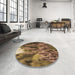 Round Patterned Bronze Brown Rug in a Office, pat1305brn