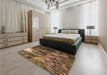 Patterned Bronze Brown Rug in a Bedroom, pat1305brn