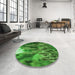 Round Patterned Deep Emerald Green Rug in a Office, pat1305grn