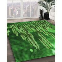 Patterned Deep Emerald Green Rug, pat1305grn