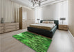 Patterned Deep Emerald Green Rug in a Bedroom, pat1305grn